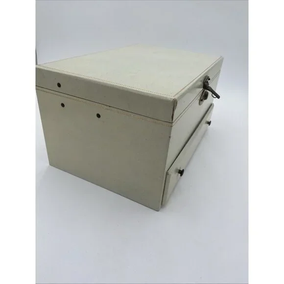 Vintage Ivory Jewelry Box Multi Level Tiered Drawer Key Velvet Buxton MCM